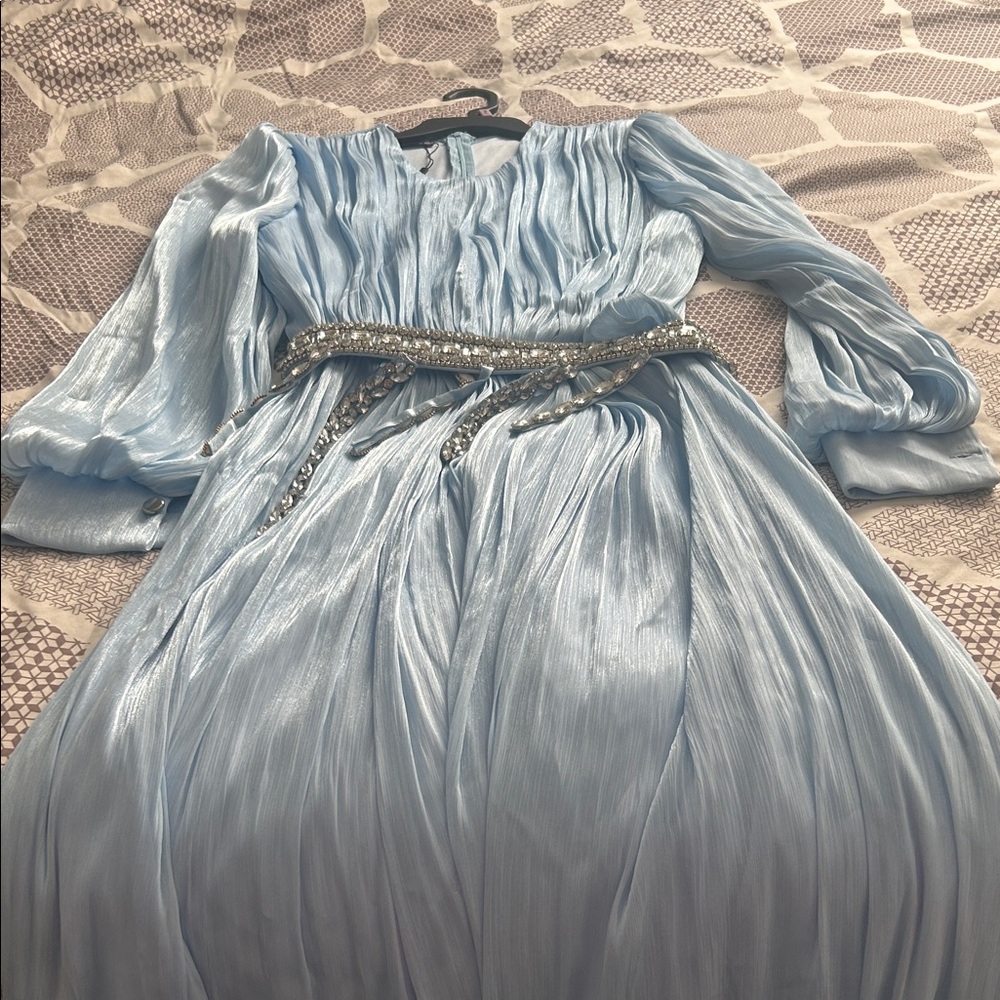 Elegant Blue Long Sleeve Dress